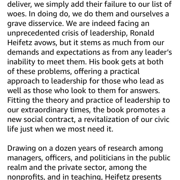 Leadership Without Easy Answers Book NEW Hardcover